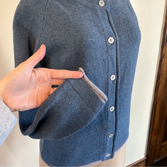 IrelandsEye Killiney Button Down Wool Cashmere Blend Cardigan Harbour Blue Small - Picture 7 of 14